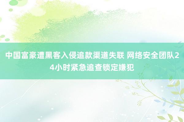 中国富豪遭黑客入侵追款渠道失联 网络安全团队24小时紧急追查锁定嫌犯