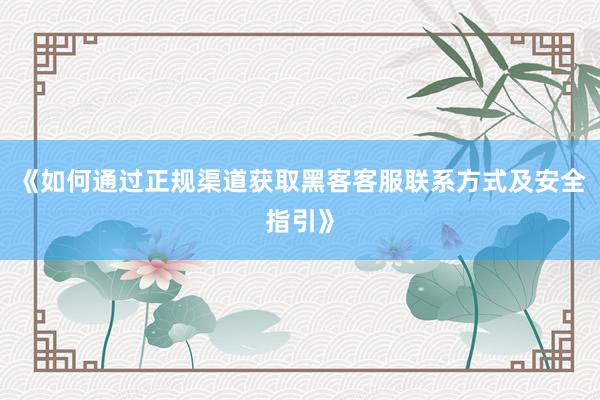 《如何通过正规渠道获取黑客客服联系方式及安全指引》